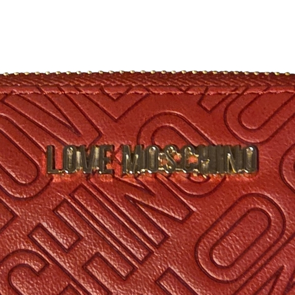 Love Moschino Italy Portafoglio Red Embossed Zip Wallet OS - Picture 2 of 11